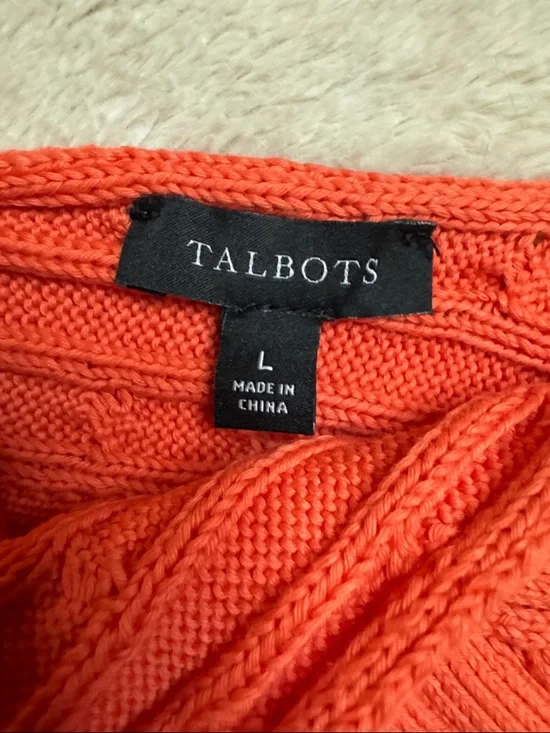 Talbots Bright Orange Ribbed V-Neck Tank - Picture 2 of 8